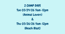 03/24/26 (Tuesday) Spring Break Arts & Crafts Camp! Animal Lovers! 9am - 12pm