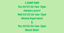 03/24/26 (Tuesday) Spring Break Arts & Crafts Camp! Animal Lovers! 9am - 12pm