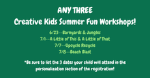 06/23/26 (Tuesday) Creative Kids Summer Fun: Barnyards & Jungles! 9am - 12pm