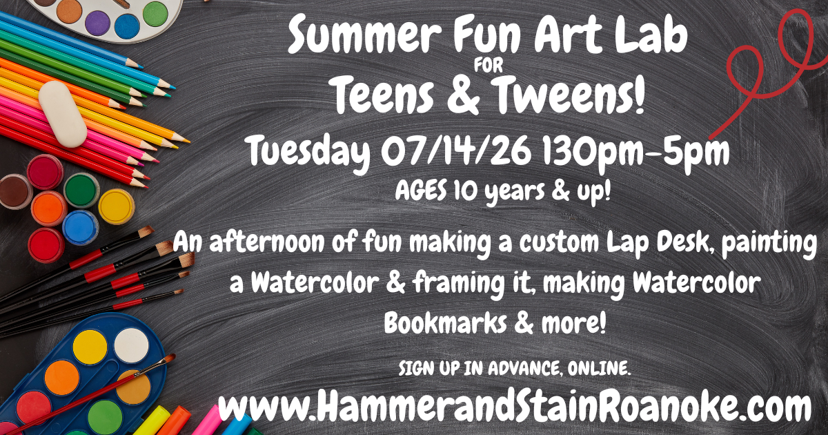 07/14/26 (Tuesday) Teens & Tweens Summer Fun Art Lab! 130pm - 5pm