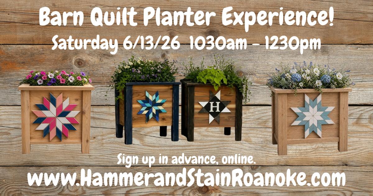 06/13/26 (Saturday) Barn Quilt Planter Experience! 1030am - 1230pm