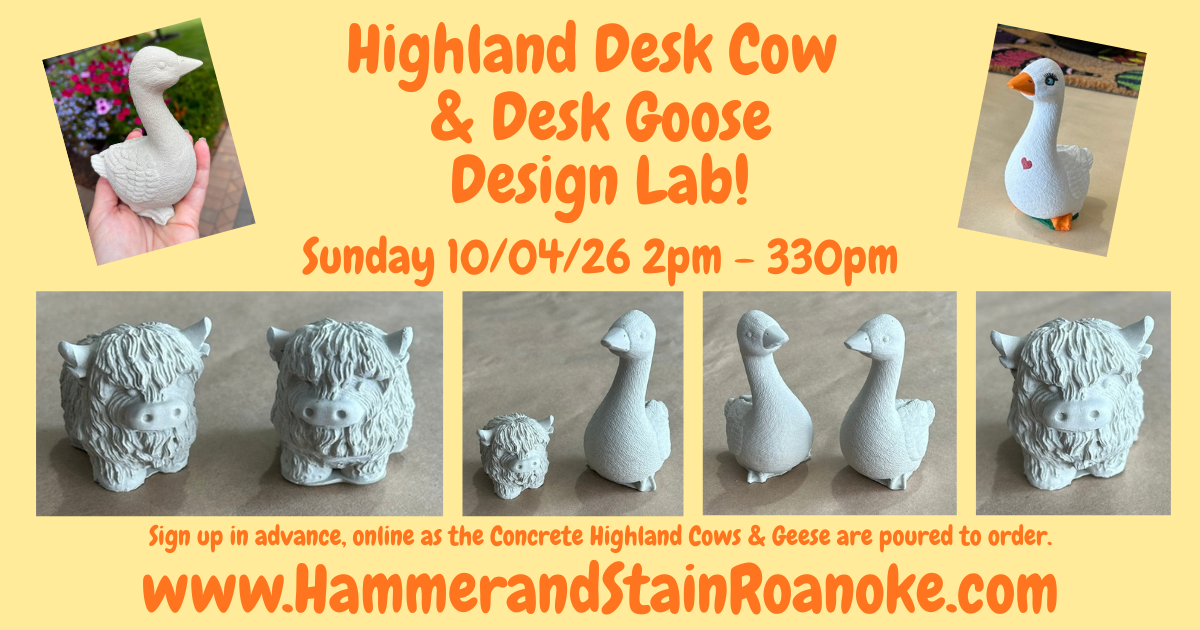 10/04/26 (Sunday) Highland Desk Cow & Desk Goose Design Lab! 2pm - 330pm