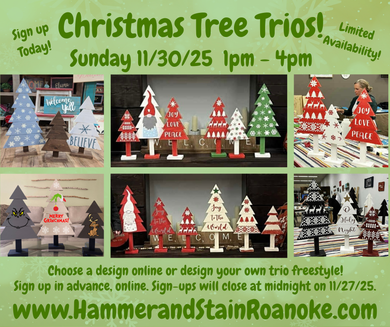 11/30/25 (Sunday) Christmas Tree Trios!  1pm - 4pm