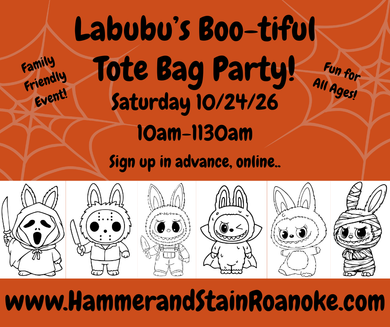 10/24/26 (Saturday) Labubu's Boo-tiful Tote Bags! 10am - 1130am
