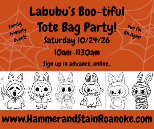 10/24/26 (Saturday) Labubu's Boo-tiful Tote Bags! 10am - 1130am