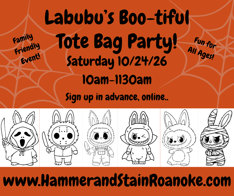 10/24/26 (Saturday) Labubu's Boo-tiful Tote Bags! 10am - 1130am