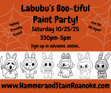 10/25/25 (Saturday) Labubu's Boo-tiful Paint Party! 330pm - 5pm