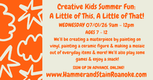06/23/26 (Tuesday) Creative Kids Summer Fun: Barnyards & Jungles! 9am - 12pm