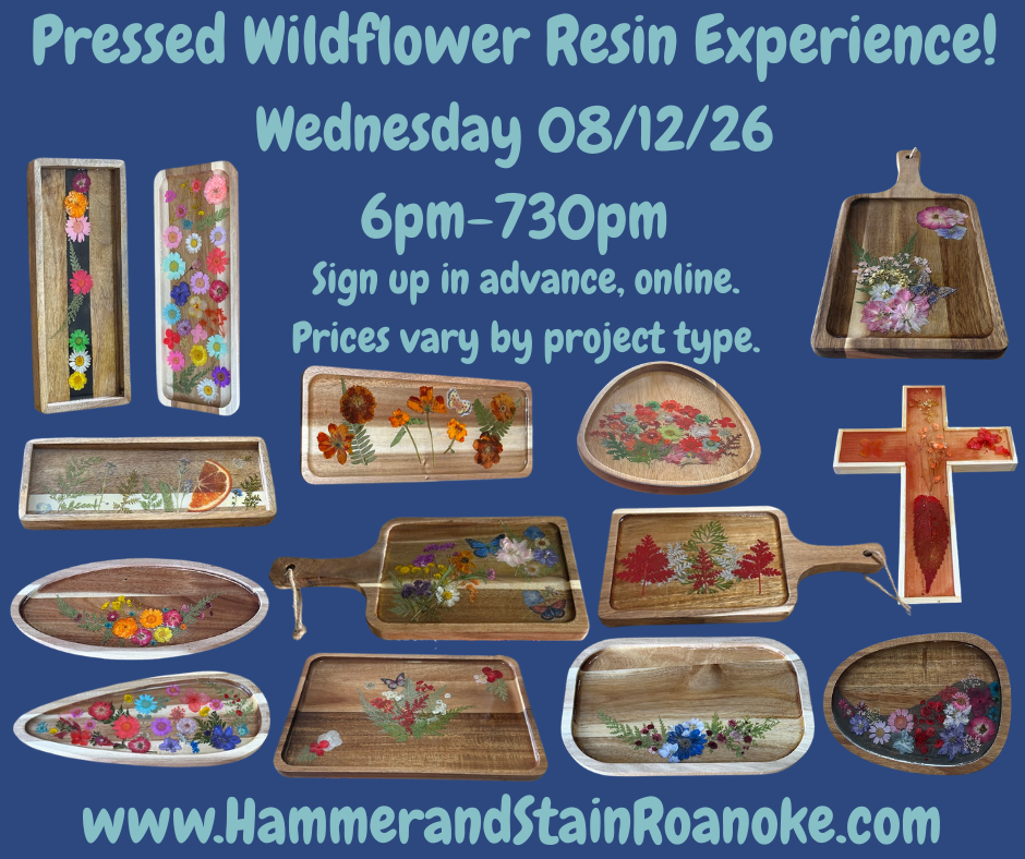 08/12/26 (Wednesday) Pressed Wildflower Resin Experience!! 6pm - 730pm