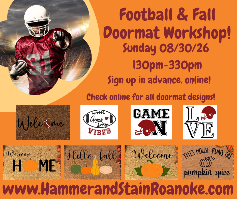 08/30/26 (Sunday) Football & Fall Doormat Workshop! 130pm - 330pm