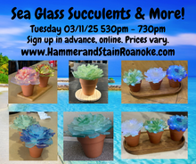 03/11/25 (Tuesday) Sea Glass Succulents & More! 530pm - 730pm