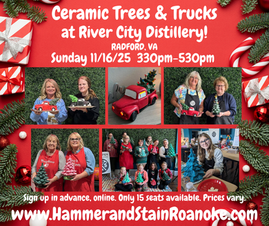 11/16/25 (Sunday) Ceramic Trees & Trucks at River City Distillery!!! 330pm - 530pm