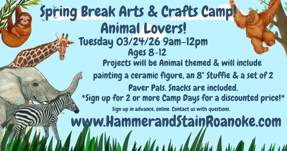 03/24/26 (Tuesday) Spring Break Arts & Crafts Camp! Animal Lovers! 9am - 12pm