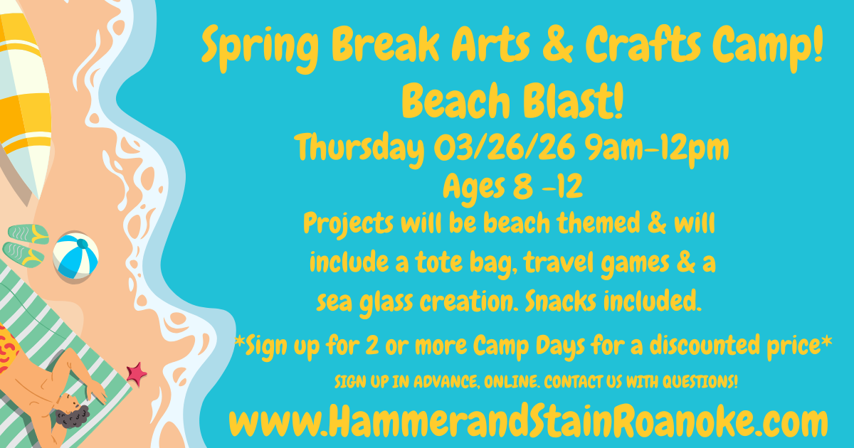 03/26/26 (Thursday) Spring Break Arts & Crafts Camp! Beach Blast! 9am - 12pm