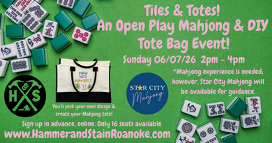 06/07/26 (Sunday) Tiles & Totes! An Open Play Mahjong & DIY Tote Bag Event! 2pm - 4pm